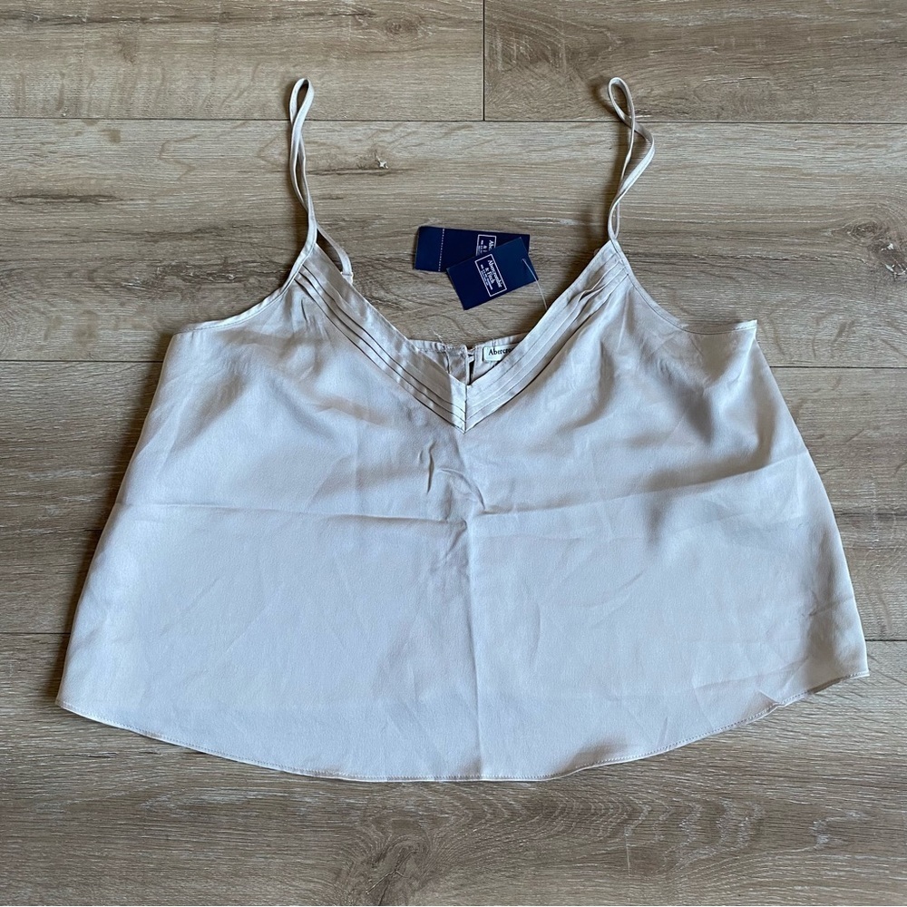 NWT Abercrombie & Fitch satin cami tank slit back adjustable straps sleepwear